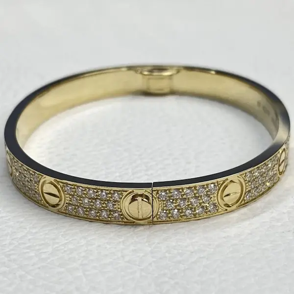 1:1 Copy Cartier Love Bracelet With Paved Diamonds Yellow Gold Classic Model