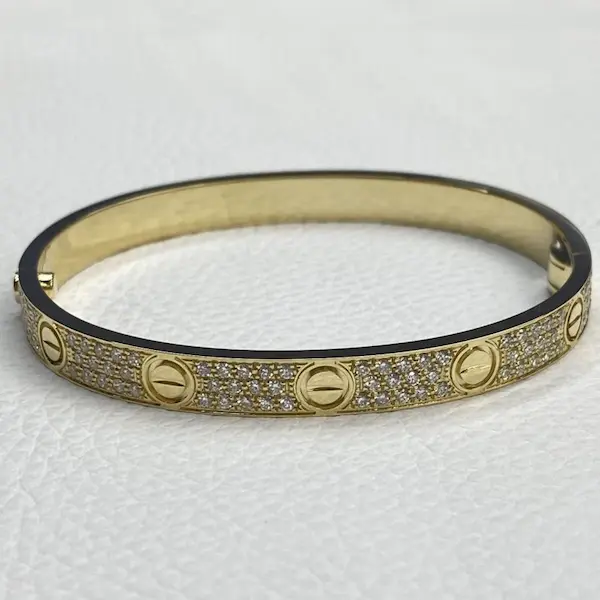1:1 Copy Cartier Love Bracelet With Paved Diamonds Yellow Gold Classic Model