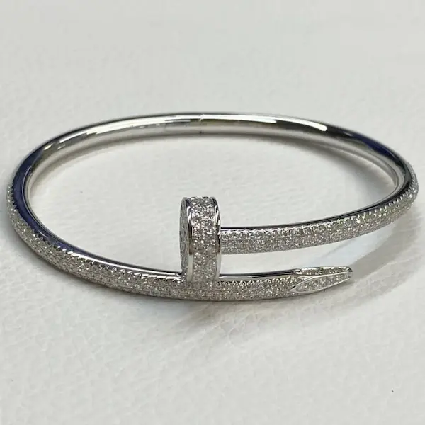 11 Copy Cartier Nail Bracelet With Paved Diamonds White Gold Classic Model
