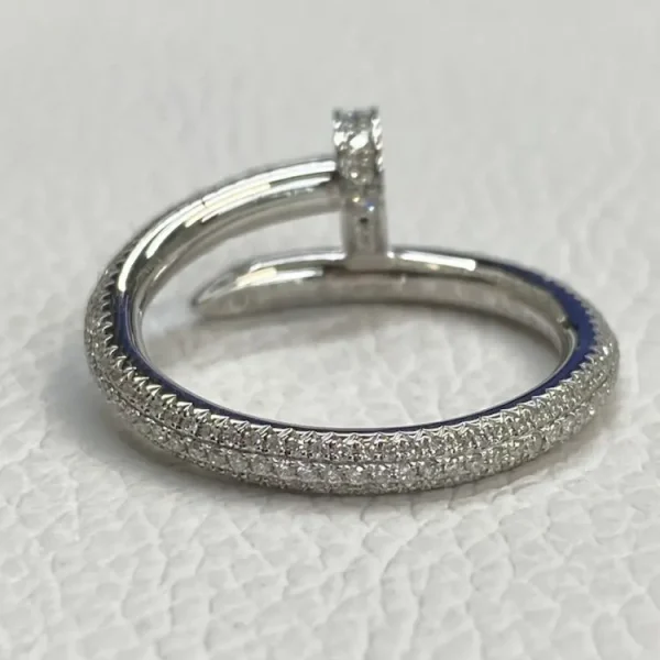 Replica Cartier Juste Un Clou 18K White Gold Ring Classic Model Paved Diamonds