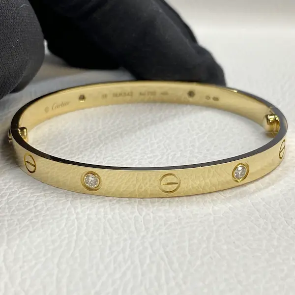Solid Real 18K Gold Cartier Love Bracelet 4 Diamonds 11 Copy