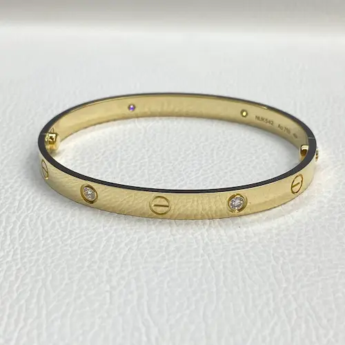 Solid Real 18K Gold Cartier Love Bracelet 4 Diamonds 11 Copy
