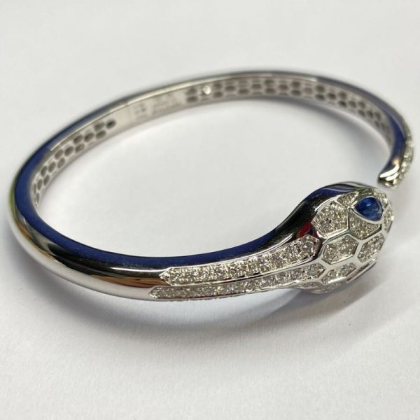 Custom Bulgari Serpenti Solid 18K Gold Sapphire Diamonds Seduttori Bracelet