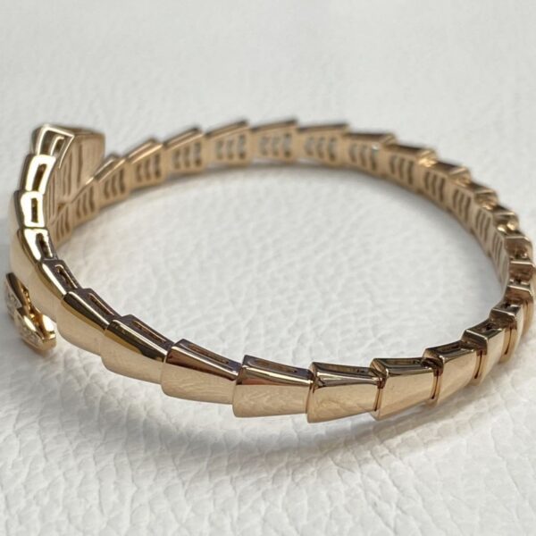 Custom Bvlgari Serpenti Viper One Coil 18K Rose Gold Pave Diamonds Bracelet