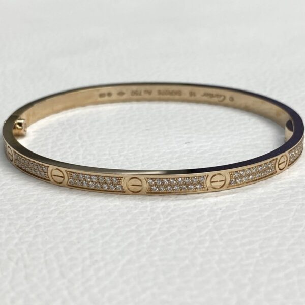 Custom Cartier Love 18K Rose Gold Diamond Pave Bracelet SM