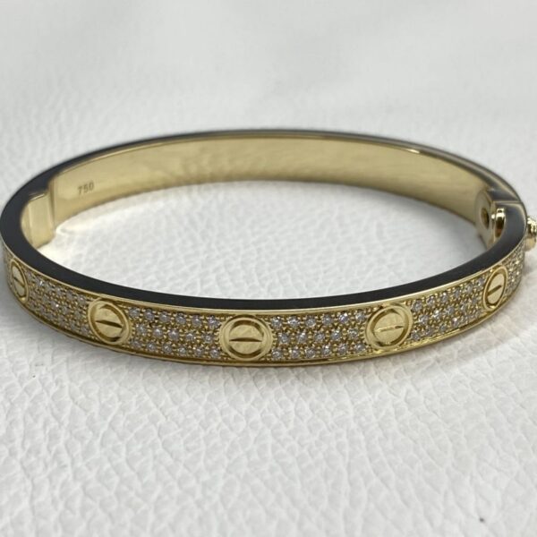 Custom Cartier Love Bracelet Diamond Paved 18K Yellow Gold Classic Model