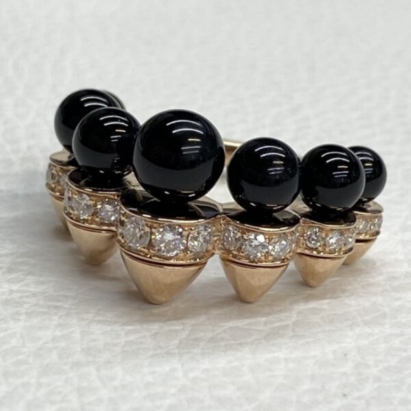 Custom Clash De Cartier 18K Rose Gold Diamond Onyx Ring Extra Large Model