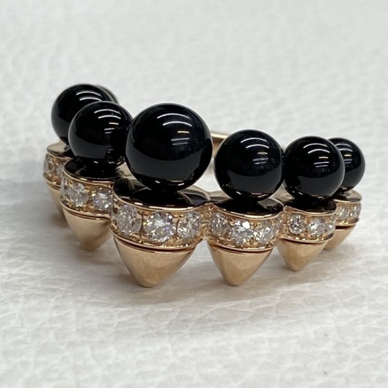 Custom Clash De Cartier 18K Rose Gold Diamond Onyx Ring Extra Large Model (2) Custom Clash De Cartier 18K Rose Gold Diamond Onyx Ring Extra Large Model