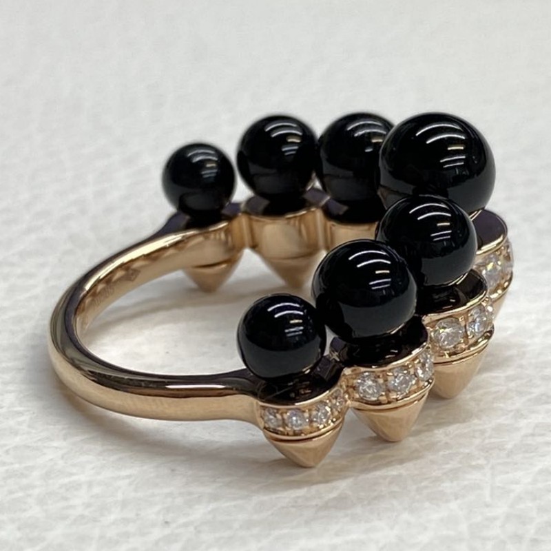 Custom Clash De Cartier 18K Rose Gold Diamond Onyx Ring Extra Large Model (4) Custom Clash De Cartier 18K Rose Gold Diamond Onyx Ring Extra Large Model