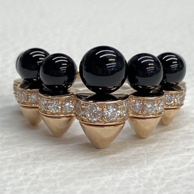 Custom Clash De Cartier 18K Rose Gold Diamond Onyx Ring Extra Large Model Custom Clash De Cartier 18K Rose Gold Diamond Onyx Ring Extra Large Model