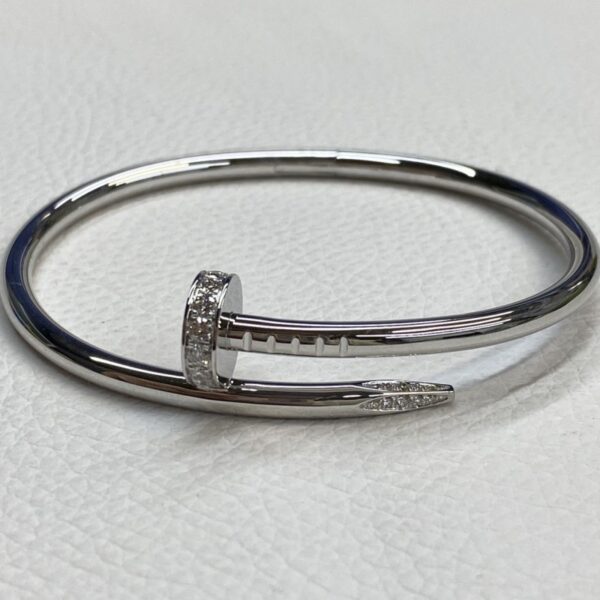 Fake Cartier Juste Un Clou 18K White Gold Bracelet Classic Model Diamonds