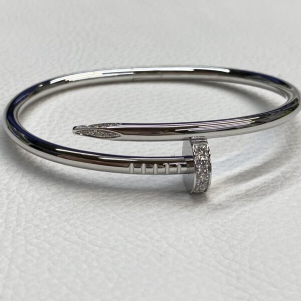 Fake Cartier Juste Un Clou 18K White Gold Bracelet Classic Model Diamonds