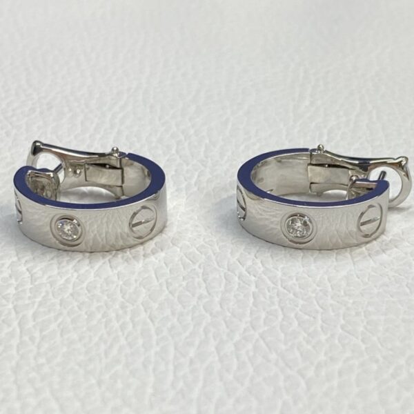 Hot Sale Cartier Love Classic Model 18K Gold 2 Diamonds Hoop Earrings