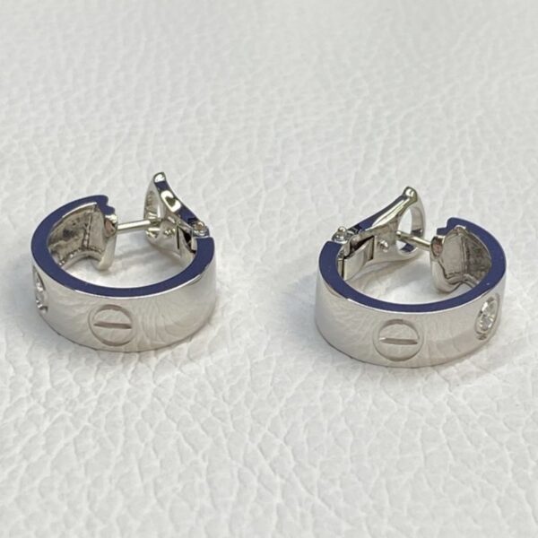 Hot Sale Cartier Love Classic Model 18K Gold 2 Diamonds Hoop Earrings