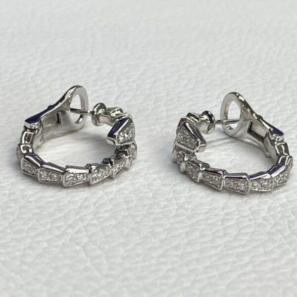 Luxury Bvlgari 18K Diamond Serpenti Viper Hoop Earrings