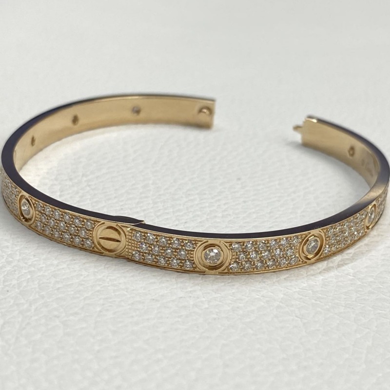 Luxury Cartier 18K Rose Gold Paved 10 Diamonds Love Bracelet Screwdriver Classic Model (3) Luxury Cartier 18K Rose Gold Paved 10 Diamonds Love Bracelet Screwdriver Classic Model