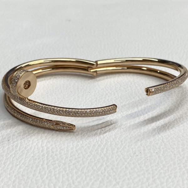 Luxury Cartier Juste Un Clou Double Half Paved DIamonds 18K Rose Gold Bracelet