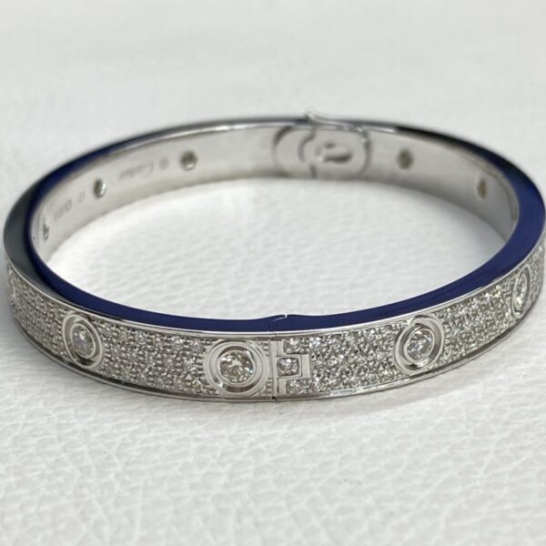 Luxury Cartier Love Bracelet Classic Model Pavé 10 Diamond 18K White Gold