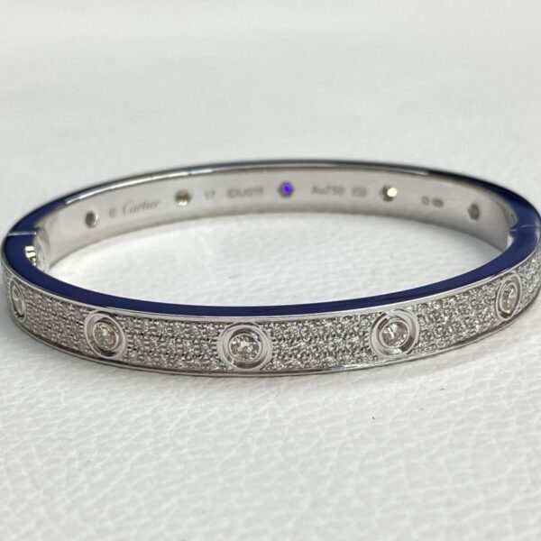 Luxury Cartier Love Bracelet Classic Model Pavé 10 Diamond 18K White Gold