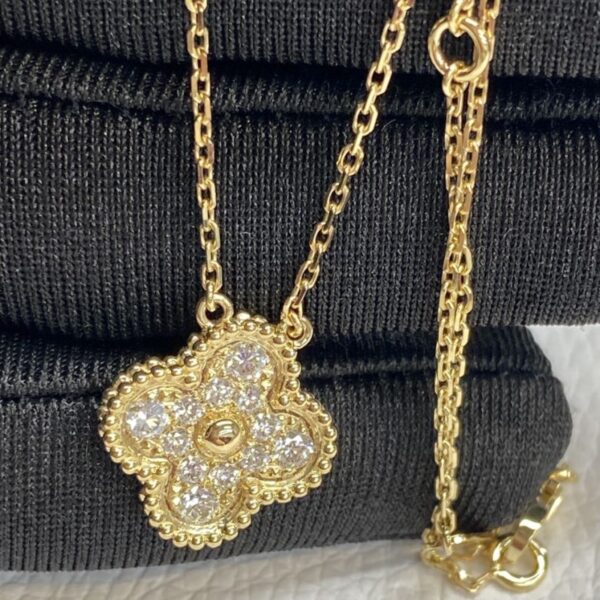 Van Cleef Arpels Vintage Alhambra 18K Gold Diamond Pendant VCARA45300