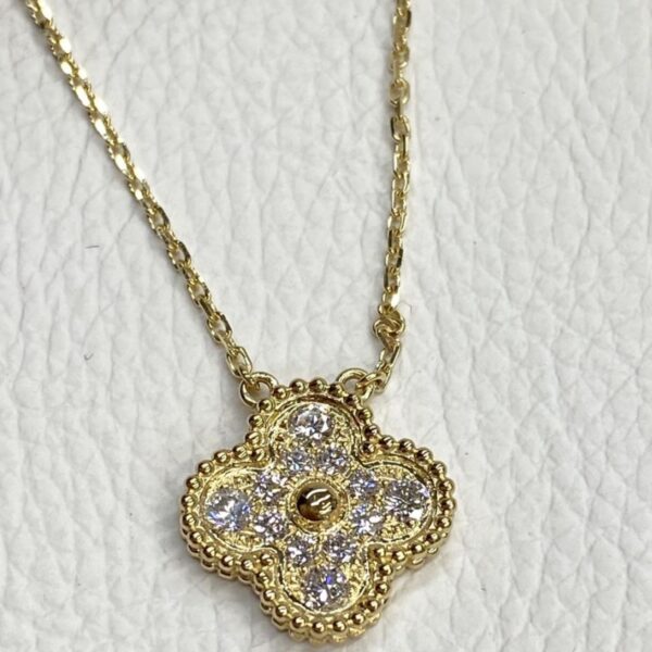 Van Cleef Arpels Vintage Alhambra 18K Gold Diamond Pendant VCARA45300
