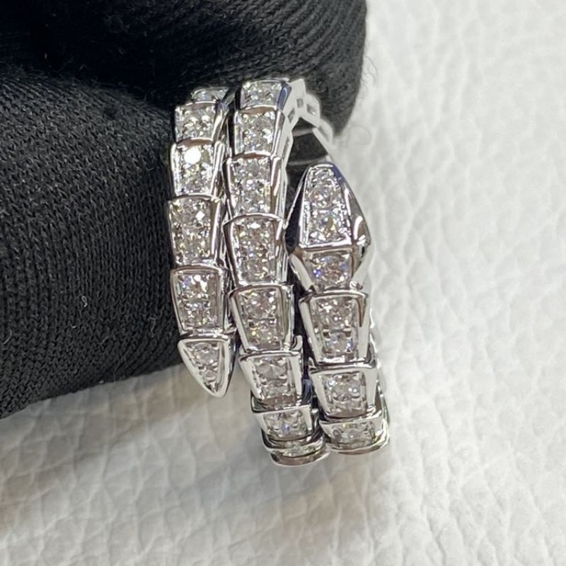 luxury Bvlgari Serpenti Viper Two Coil 18K White Gold Diamond Ring (3) Luxury Bvlgari Serpenti Viper Two Coil 18K White Gold Diamond Ring