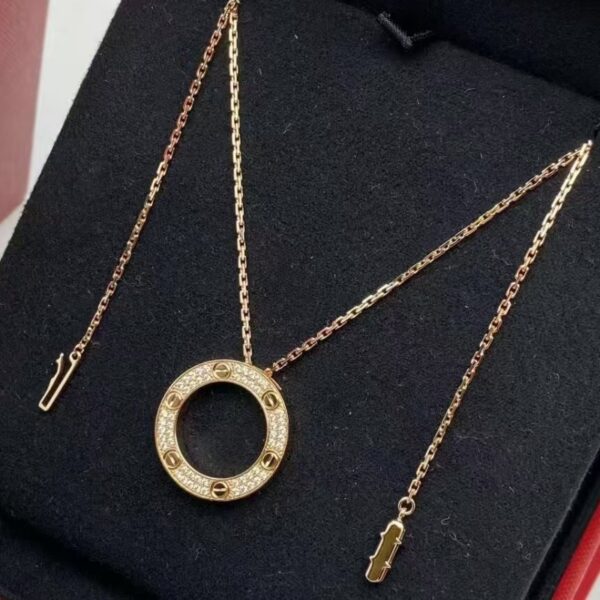 Cartier 18K Gold Paved Diamond Love Pendant