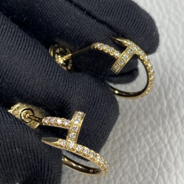 Cheap Price Cartier Small Model 18K Yellow Gold Diamond Paved Nail Earrings