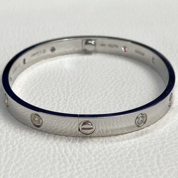Copy Cartier 18K White Gold 10 Diamonds Love Bracelet