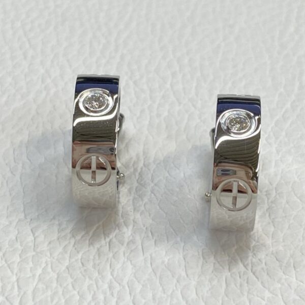 Custom Cartier Classic Model Love 18K Gold 2 Diamonds Hoop Earrings