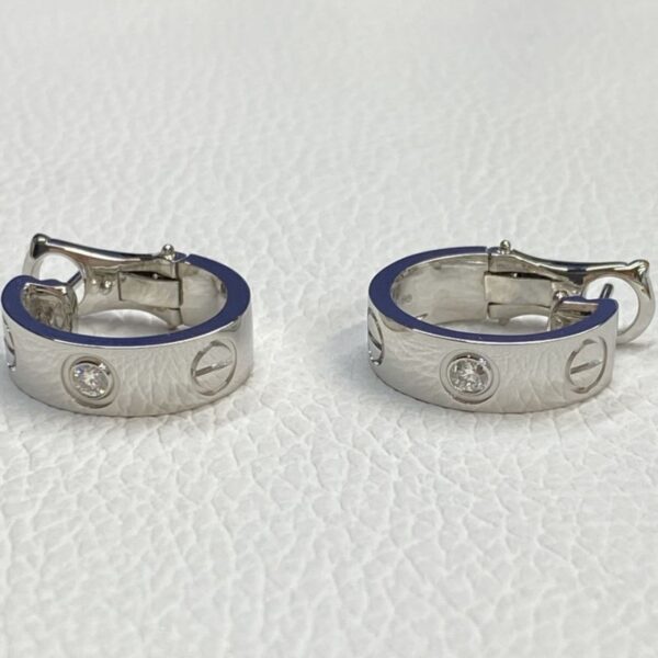 Custom Cartier Classic Model Love 18K Gold 2 Diamonds Hoop Earrings