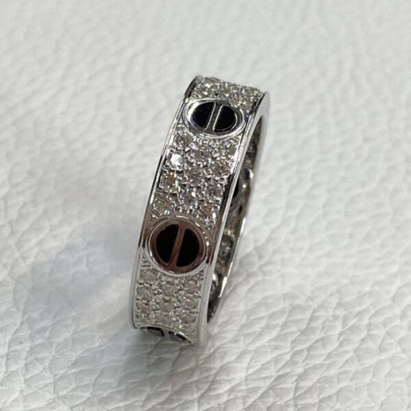 Luxury Cartier 18K Gold Diamond Paved Ceramic Love Ring