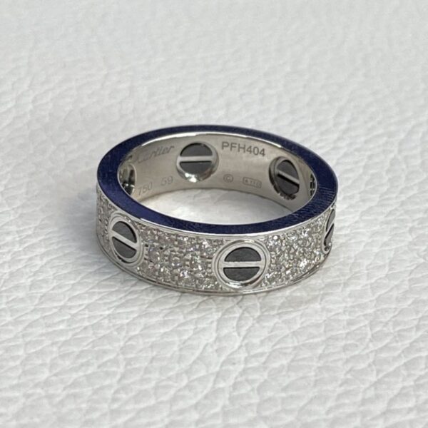Luxury Cartier 18K Gold Diamond Paved Ceramic Love Ring