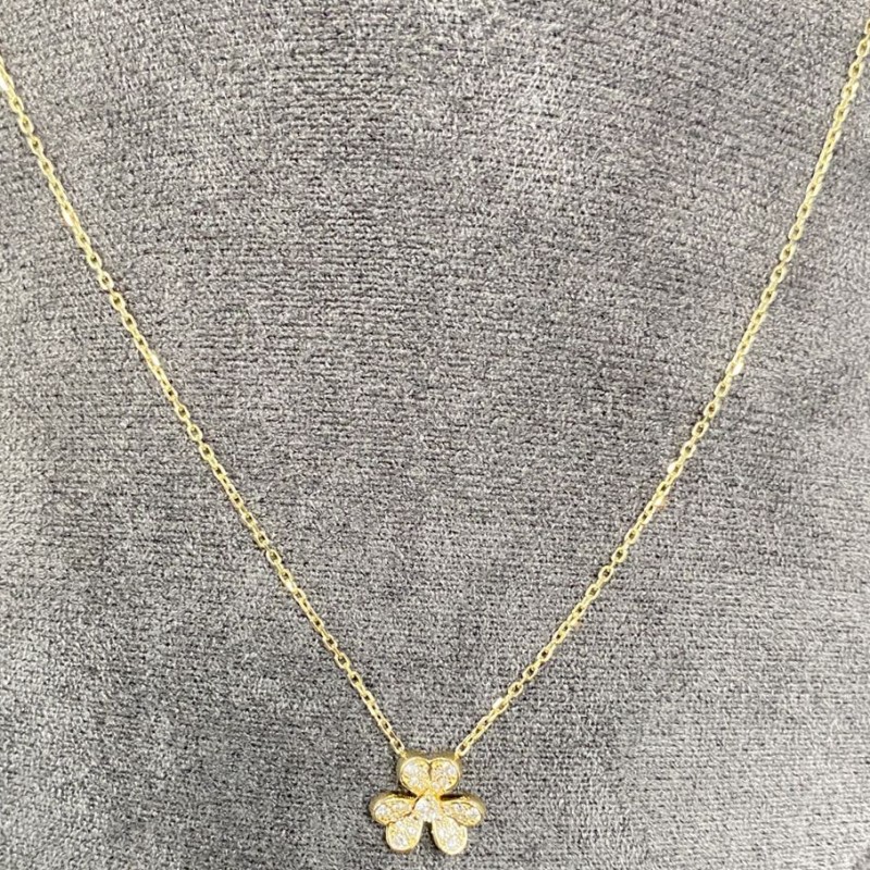 Van Cleef Arpels 18K Gold Diamond Mini Frivole Pendant Necklace (2) Van Cleef Arpels 18K Gold Diamond Mini Frivole Pendant Necklace